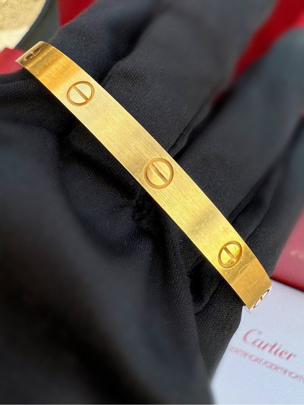Cartier 18k yellow gold Brushed LOVE BRACELET CLASSIC MODEL size 20 full set 202 - Picture 7 of 11